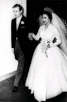 La princesa Margarita, el día de su boda con Anthony Armstrong-Jones en 1960.