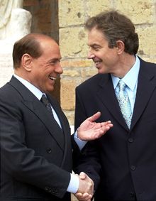 Blair y Berlusconi fijan una posición común para la cumbre de Barcelona