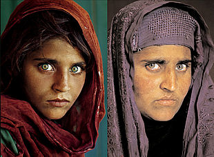A la izquierda, Sharbat Gula, fotografiada en 1984 por Steve McCurry. A la derecha, una imagen de enero.
