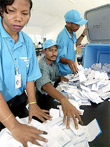 Imagen del recuento de votos de las elecciones presidenciales de Timor.