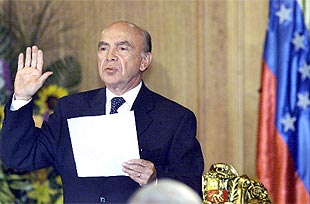 Imagen de archivo de la jura de Pedro Carmona como presidente interino de Venezuela.