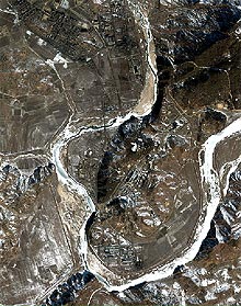 Imagen obtenida por un satélite estadounidense de un complejo nuclear norcoreano.