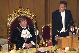 El primer ministro británico, durante su discurso.