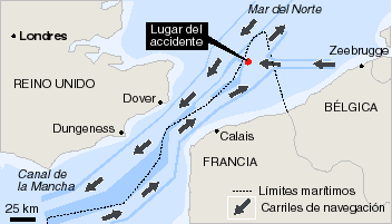 París y Londres investigan el choque de un petrolero con un barco hundido en el Canal de la Mancha