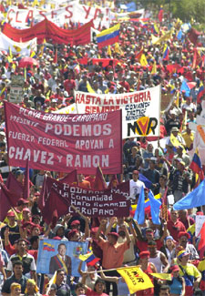 Simpatizantes del presidente se manifiestan en la capital venezolana.