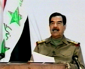 El líder iraquí, esta mañana en Bagdad TV.