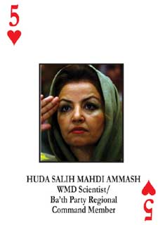 El rostro de Huda Salih Mahdi Ammash aparece en la baraja del Pentágono.