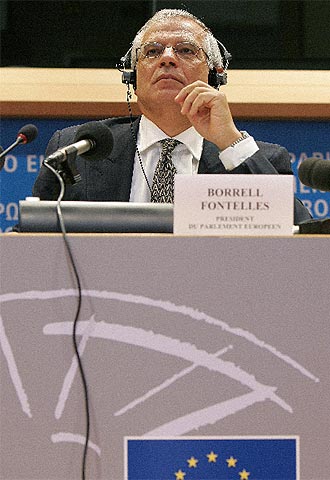 Josep Borrell, durante la rueda de prensa posterior a la reunión de la conferencia de presidentes de la Eurocámara.