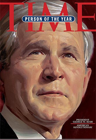 El presidente de Estados Unidos, George W. Bush, en la portada de  Time , que le considera hombre del año.