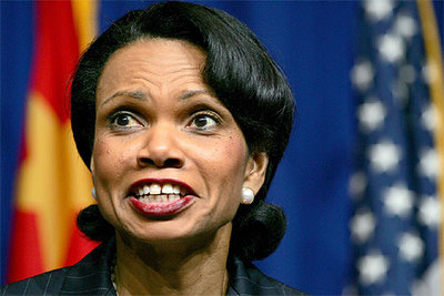 La secretaria de Estado de EE UU, Condoleezza Rice, durante la rueda de prensa con la que concluyó su visita a Pekín.