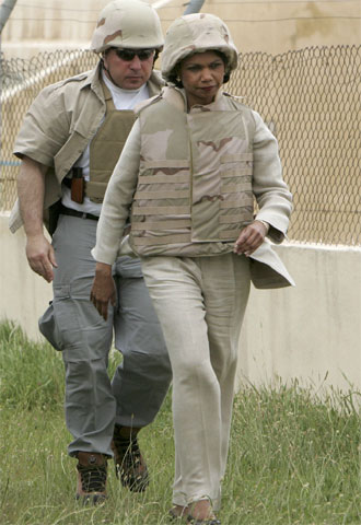 La secretaria de Estado, Condoleeza Rice, hoy en la localiadd kurda de Erbil.