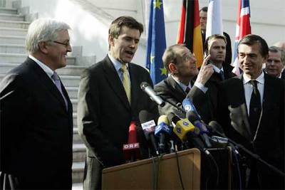 El ministro de Exteriores alemán, Walter Steinmeier, durante la rueda de prensa posterior a la reunión con el representante iraní.