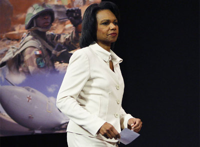 Condoleezza Rice, durante la reunión de la OTAN en Bruselas.