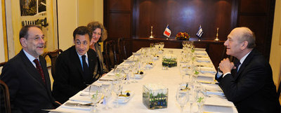 Olmert, junto a Sarkozy (segundo por la izqda.) y Solana (dcha.) en Jerusalén