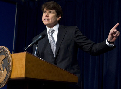 Blagojevich, en la rueda de prensa que convocó este viernes para defender su inocencia.