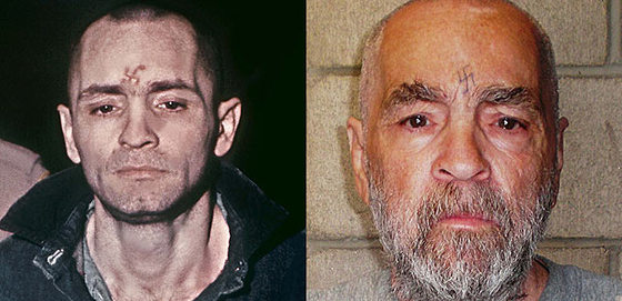 A la izquierda, una imagen de Charles Manson durante su juicio en 1971 y a la derecha, la última foto del líder de la secta que asesinó a siete personas en 1969