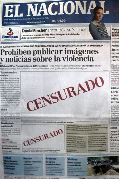 Portada de la edición del miércoles 18 de agosto de 2010 del diario de Caracas  El Nacional 