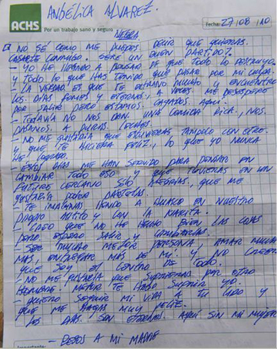 Edison Peña escribió una misiva a su pareja Angélica Álvarez expresándole cierta desesperación, pero también deseo de volver a verla.