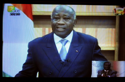 Gbagbo da su primer discurso en la televisión tras las elecciones.