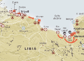 Miles huyen de Ajdabiya tras la llegada del Ejército de Gadafi