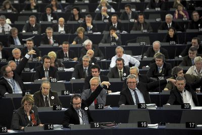 Votación en el Parlamento de Estrasburgo en febrero de 2011.