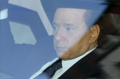 Silvio Berlusconi a su llegada a los tribunales de Milán esta mañana para su comparecencia en el caso  Mediaset .