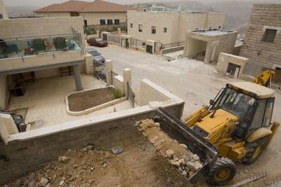 Construcción en la colonia israelí de Ramat Shlomo, en Jerusalén Este.  Foto de archivo.