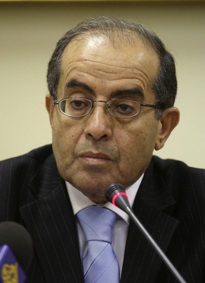 Mahmoud Jibril, el primer ministro del CNT, en la conferencia de Doha