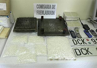 Las 10.000 pastillas de  éxtasis , en la comisaría de Fuenlabrada.