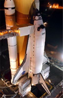 El transbordador   Endeavour  en Cabo Cañaveral.