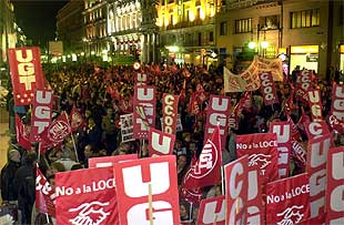 Aspecto de la manifestación contra la LOCE que hoy ha recorrido las calles de Madrid.