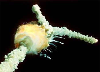 Imagen de la explosión del  Challenger , ocurrida en enero de 1986.