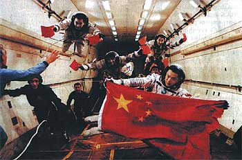 Un grupo de astronautas chinos, durante una sesión de entrenamiento.