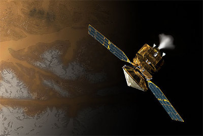 Recreación de la sonda  MRO  facilitada por la NASA del momento en el que la nave entre en la órbita de Marte.