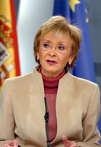 María Teresa Fernández de la Vega, durante la rueda de prensa posterior a la reunión del Consejo de Ministros.