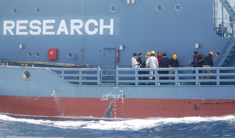 Un ballenero japonés retiene a dos ecologistas en la Antártida
