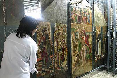  Sant Cristòfol,  del siglo XV, una de las obras reclamadas por el obispado de Barbastro.