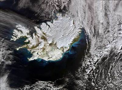 Imagen de Islandia tomada por los satélites de la Agencia Espacial Europea