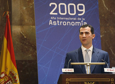 El príncipe Felipe, en la inauguración de los actos del Año de la Astronomía en España, en la sede del CSIC, el pasado 27 de enero.