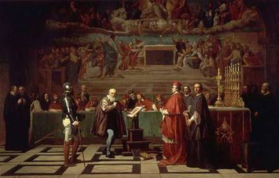  Galileo Galilei ante la Inquisición , obra de Joseph Nicolas Robert-Fleury.