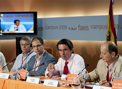 José María Aznar, durante la presentación del informe  La reforma del sistema financiero internacional  en el campus FAES.