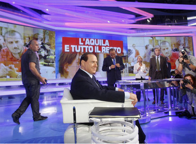 Silvio Berlusconi, durante la emisión del programa  Porta a Porta .