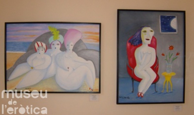 Unas obras que pertenecen a la galería de arte contemporáneo en el  Museu de l'eròtica  de Barcelona.
