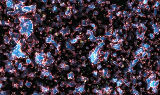 Simulación de galaxias durante la era de reionización en el Universo joven.