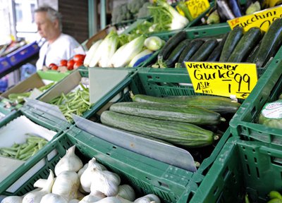 Venta de vegetales en una tienda de Hamburgo esta semana.