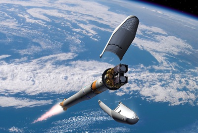 Recreación facilitada por la Agencia Espacial Europea (ESA) que muestra la puesta en funcionamiento de la primera pareja de satélites de los 30 que compondrán el sistema de navegación europeo Galileo.