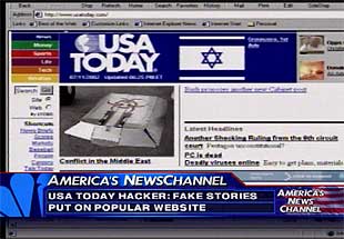 La página de  USA Today , con las noticias falsas.