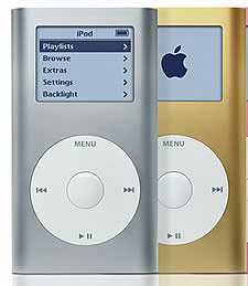 El iPod mini puede almacenar 1.000 canciones y costará poco más de 200 euros.