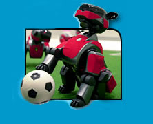 Perros robots disputan un partido de fútbol en la Universidad Politécnica de Barcelona