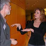 Arianne Hufington y Jeff Jarvis en el Personal Democracy Forum.